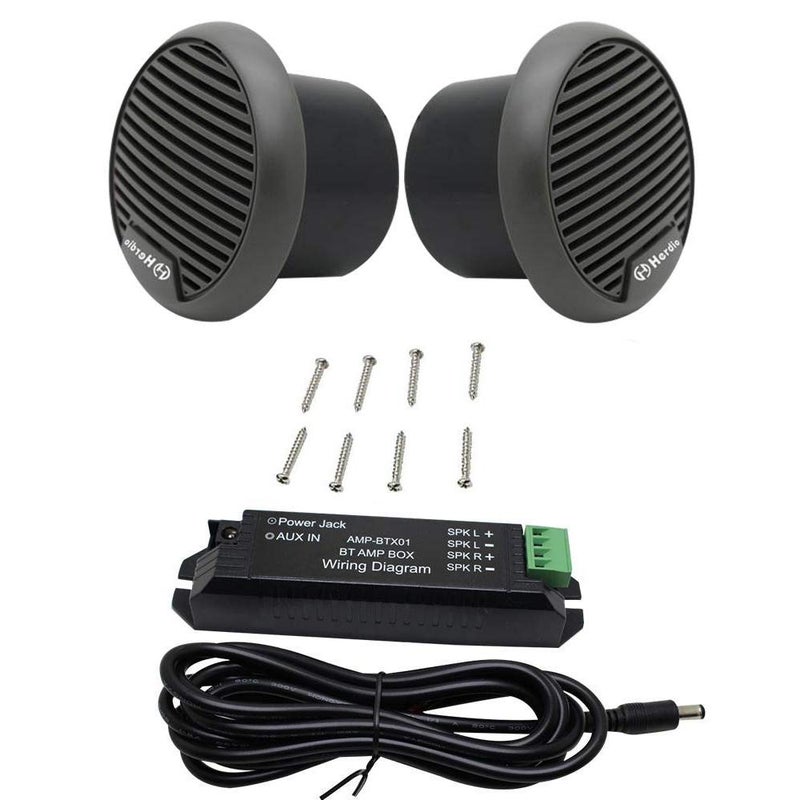 Herdio 3" inch Marine Bluetooth Speakers Boat Motorcycle Hot tub Stereo with Max Power 140 watt(A Pair) (Gray) - Image 1